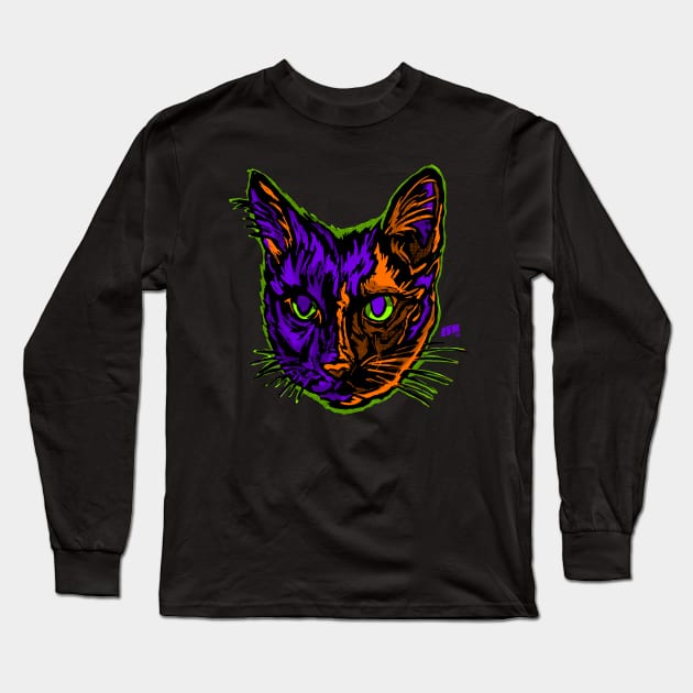 Scratch Cat Long Sleeve T-Shirt by Magic Whiskey ART